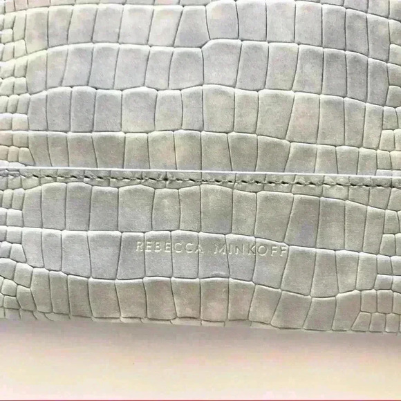 Rebecca Minkoff Leo Snakeskin Embossed Leather Clutch Light Periwinkle - Picture 6 of 10